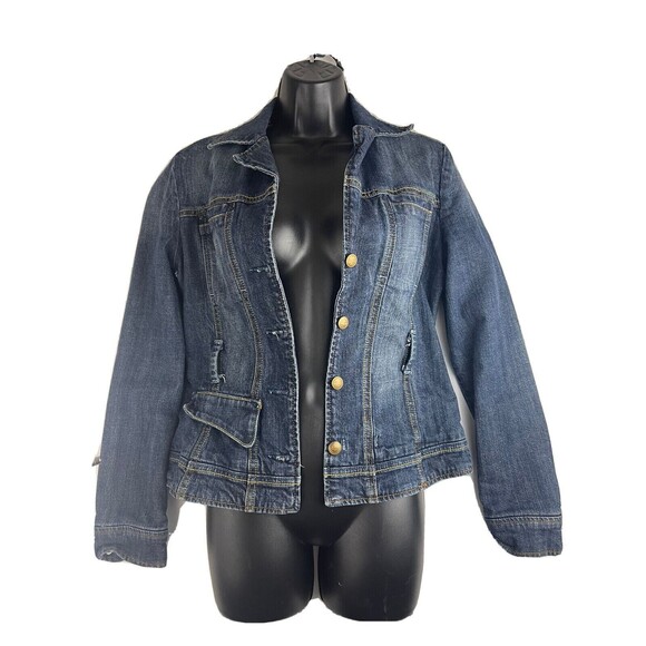 Vigoss Studio Women's Jacket Blue Trucker Denim Jean Lined Large - Picture 1 of 10